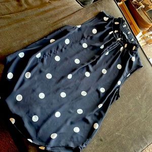 Cute medium black blouse with white polka dots